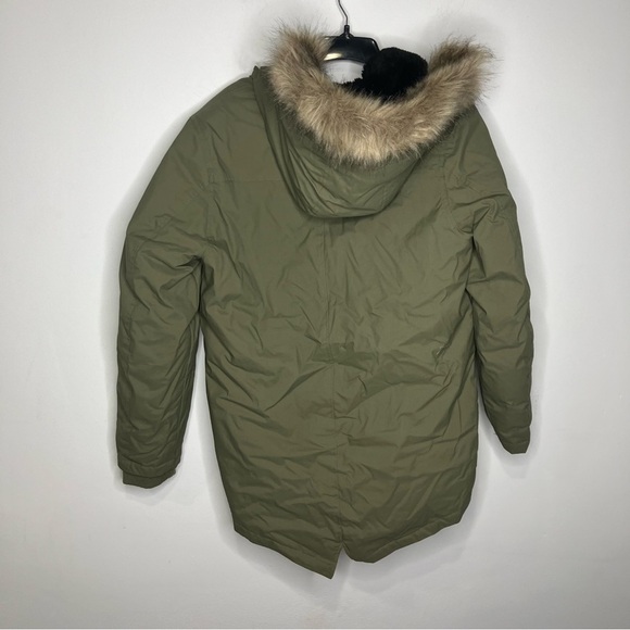 Eddie Bauer Olive Green faux fur trimmed coat down filled kids size 14/16 - Picture 8 of 8